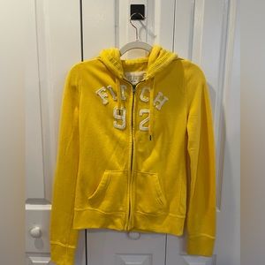 abercrombie and fitch yellow zip up jacket